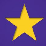 Gold star on a purple background.