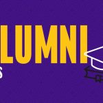 Alumni news with illustration of graduation cap and diploma